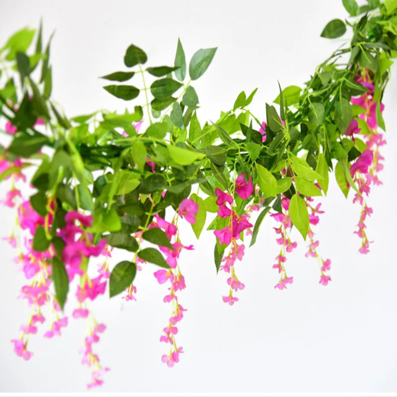 

2x 7FT Artificial Wisteria Vine Garland Plants Foliage Trailing Flower flowers Outdoor home office hotel decor