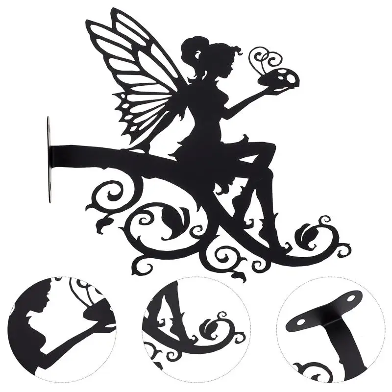 

Lovely Flower Fairy Silhouette Adornment Garden Tree Trunk Decoration (Black)