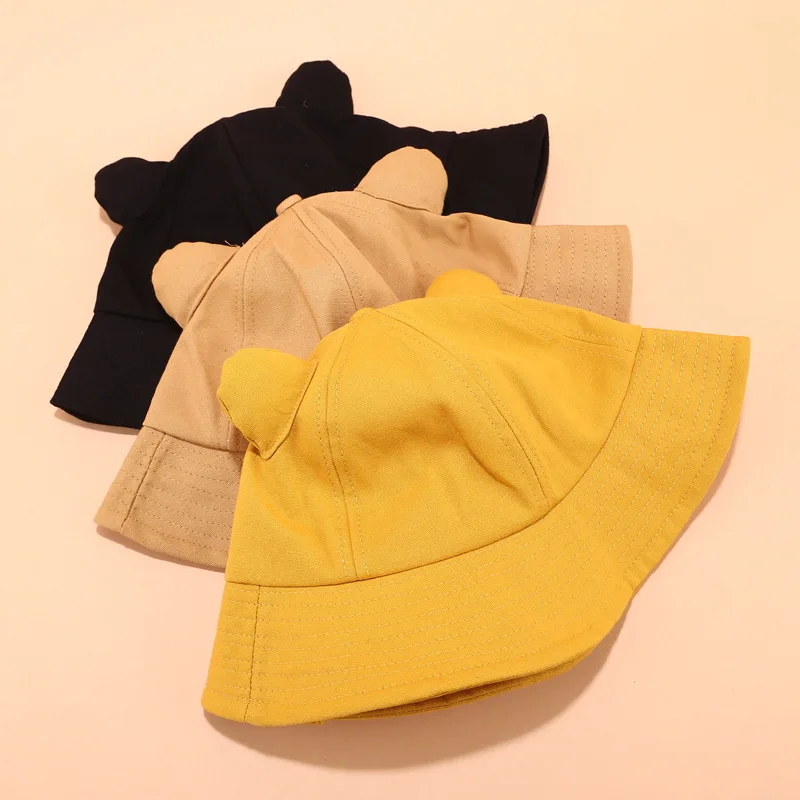 

2021 New Style Bucket Hat College Style Fisherman Hat Female Tide Soft Girl Cat Ears Cartoon Basin Hat Cute Student Sunhat