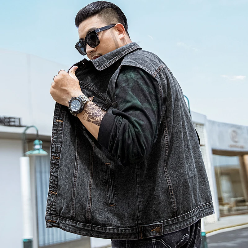 

Loose Denim Vest Jacket Men's Fall Winter Large Size Plus Fat M-7XL Blue Black Sleeveless Denim Vest High Quality Streetwear