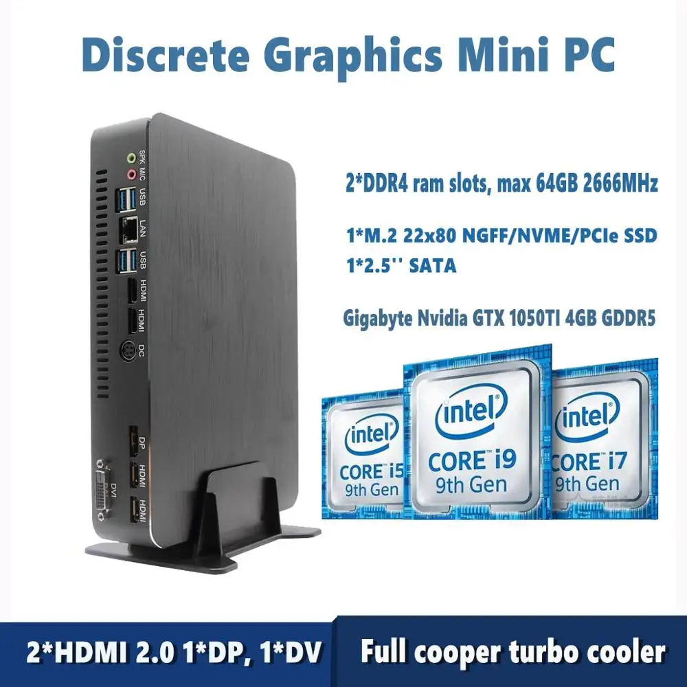 Игровой компьютер Intel i5-9400F i7 8700 i3 9100F i9 9900 Nvidia GTX1050 4 Гб процессор 2 * DDR4 Max 64 HDMI 0 1 DP DVI PC
