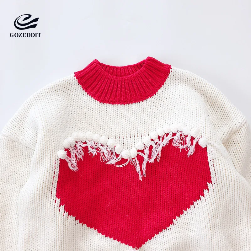 Gozeddit Handmade Ball Tassel Women Chich Sweaters Pullovers Wool Outfit Heart-shaped Pattern | Женская одежда