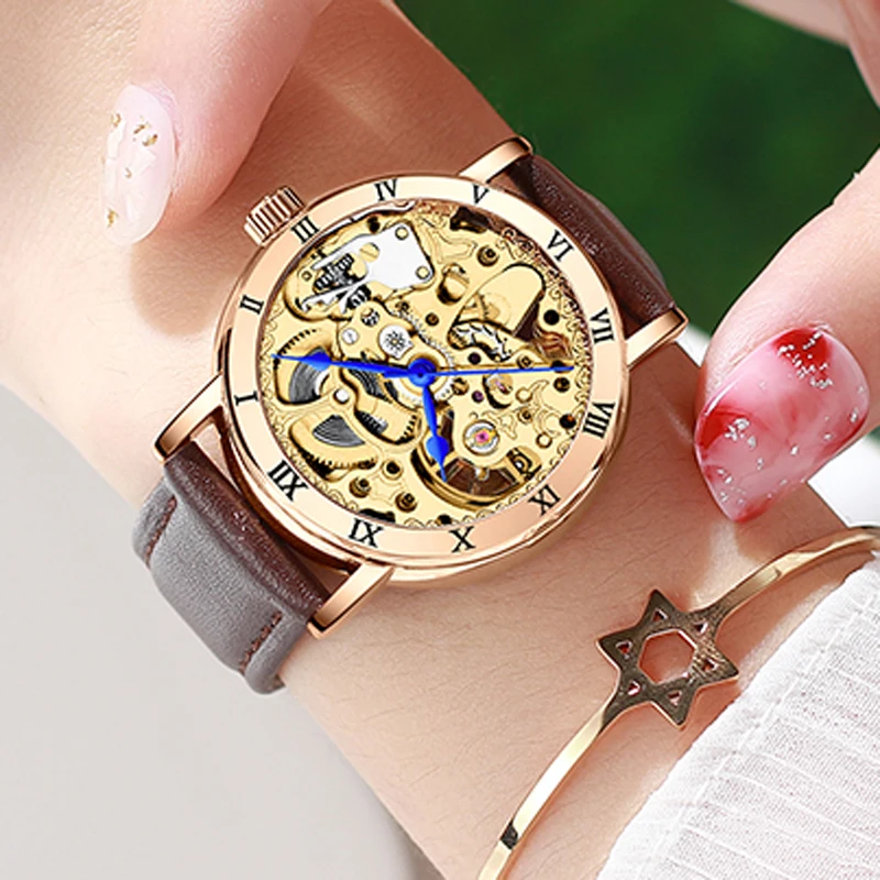 

New 2020 Luxury Brand Skeleton Womens Mechanical Watch Ladies Waterproof Automatic Wrist Watches Gift for Women Zegarek Damski