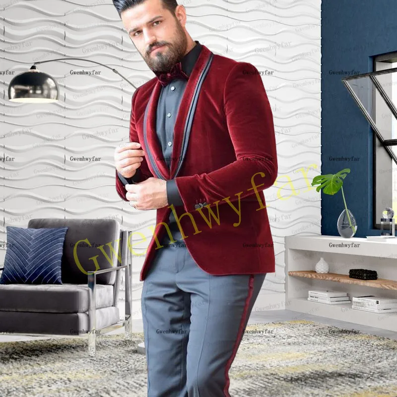 

Gwenhwyfar Лидер продаж, воротник-шаль на одной пуговице, мужские костюмы, 2 предмета, красивые свадебные смокинги для жениха, приталенные Вечерние