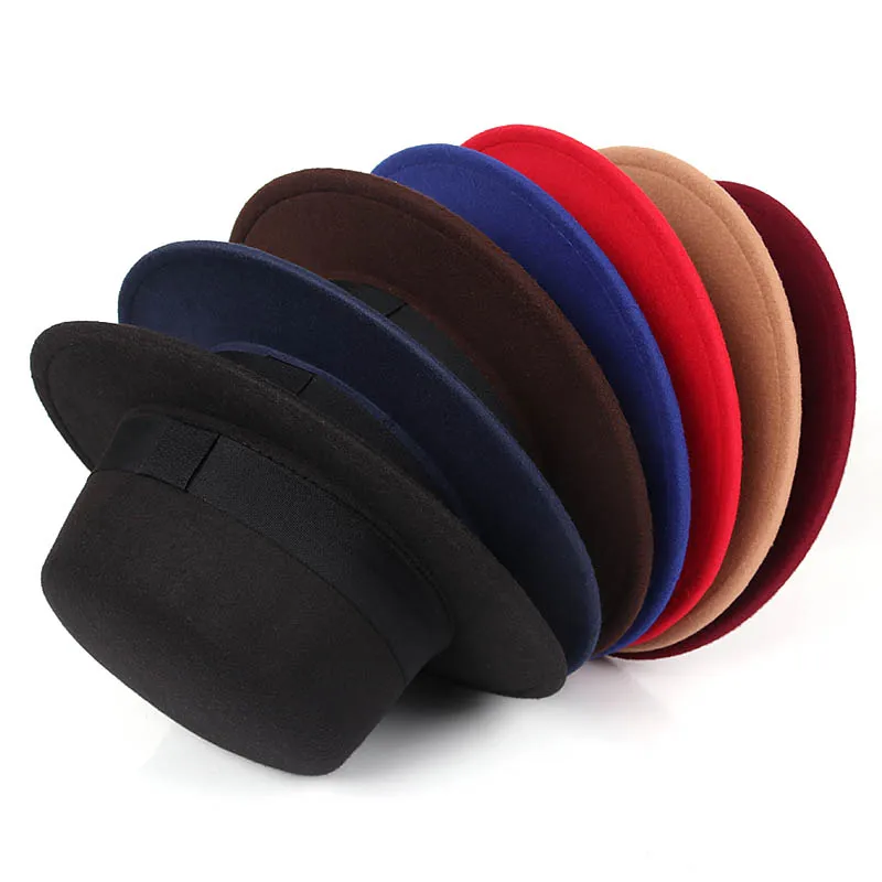 Дамская шляпа Федора для женщин 2020 зимняя Классическая однотонная фетровая с