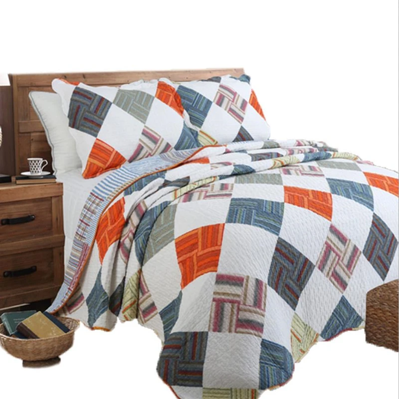 1 шт покрывало для кровати + 2 наволочки пол цвет совпадающее диагональный пазл
