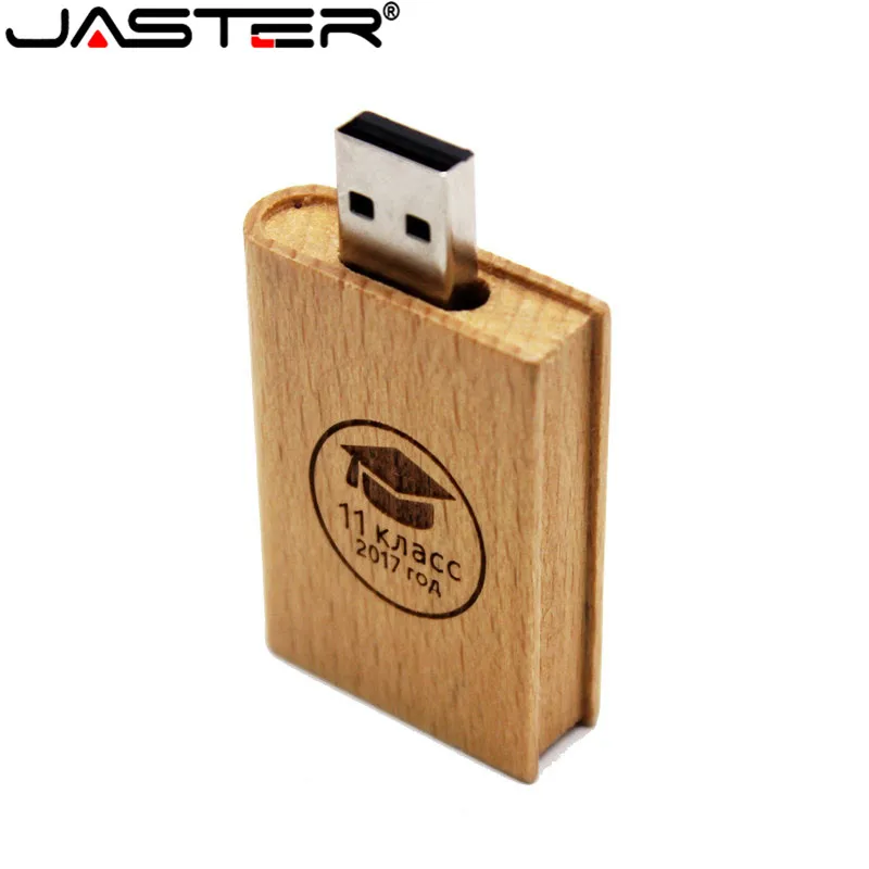 JASTER Пользовательский логотип кленовый Дерево Книга Стиль USB флэш-накопитель 4 ГБ