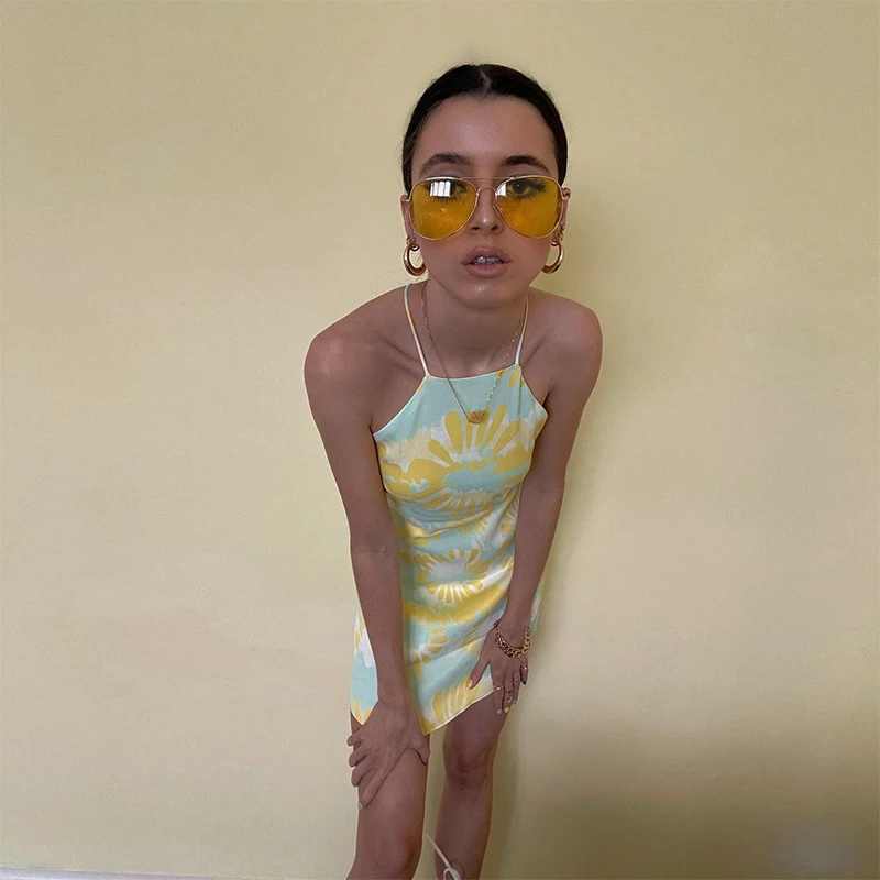 

Rockmore Bodycon Tie Dye Mini Dress Women Sleeveless Sexy Party Dresses Y2K Backless Beach Short Sundress Vintage Summer Female