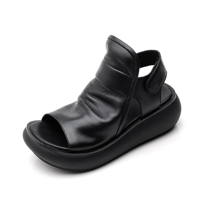 

shoes women's summer fashion leisure height 2020 new fish mouth slope heel beach shoes soft sole leather thick sole