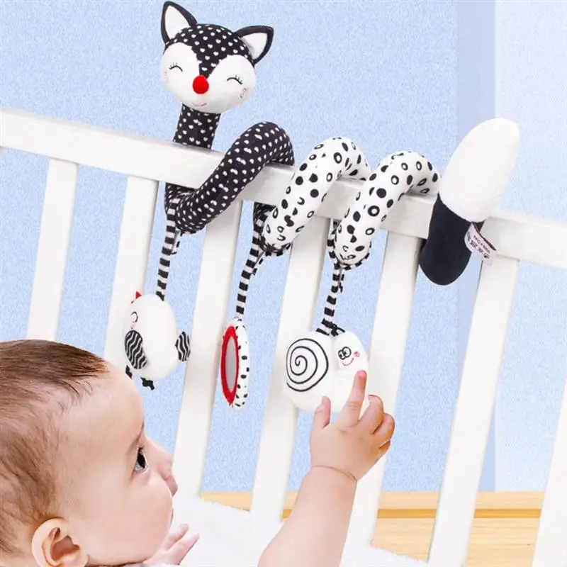 

Baby Stroller Rattle Early Education Toys Newborn Baby Toy Bed Bell Baby Stroller Pendant Black White Fox Wind Chime Baby Fabric