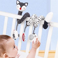 baby stroller rattle early education toys newborn baby toy bed bell baby stroller pendant black white fox wind chime baby fabric