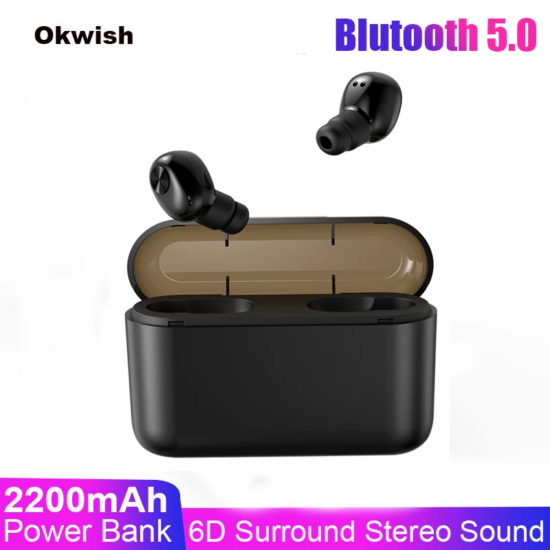 Невидимые беспроводные наушники TWS Bluetooth мини стереонаушники с зарядным