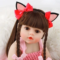 48cm real size original doll new reborn baby toddler girl pink princess bath toy very soft full body silicone girl doll surprice