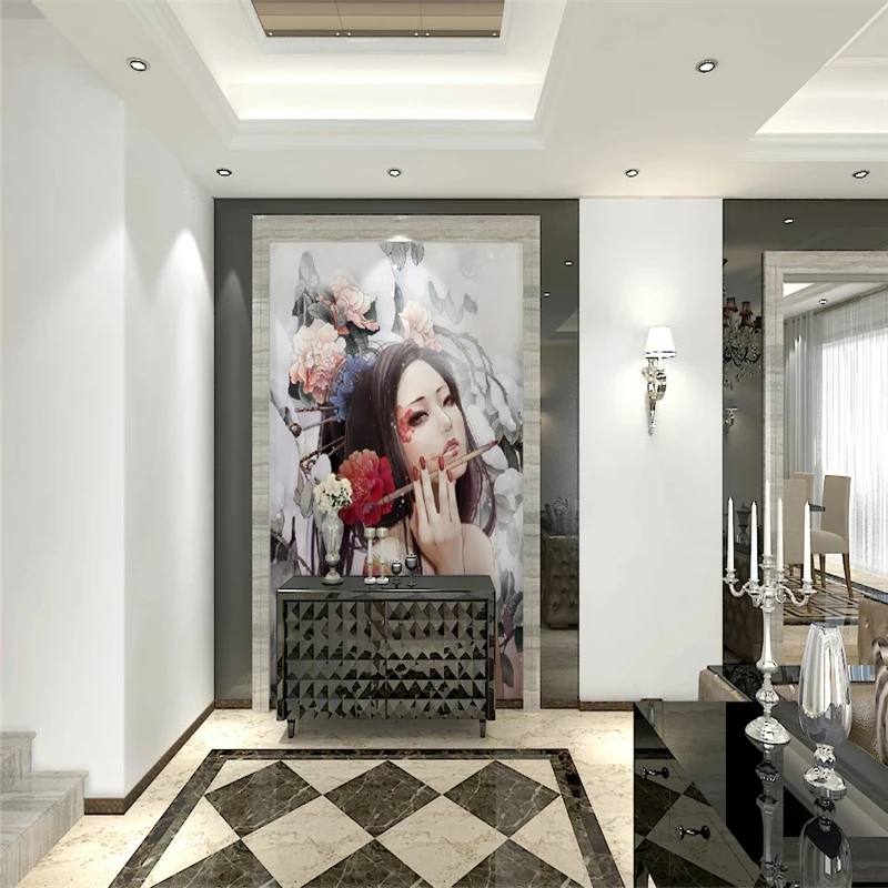 3D фрески в японском стиле на заказ большой салон красоты тату-салон ресторан