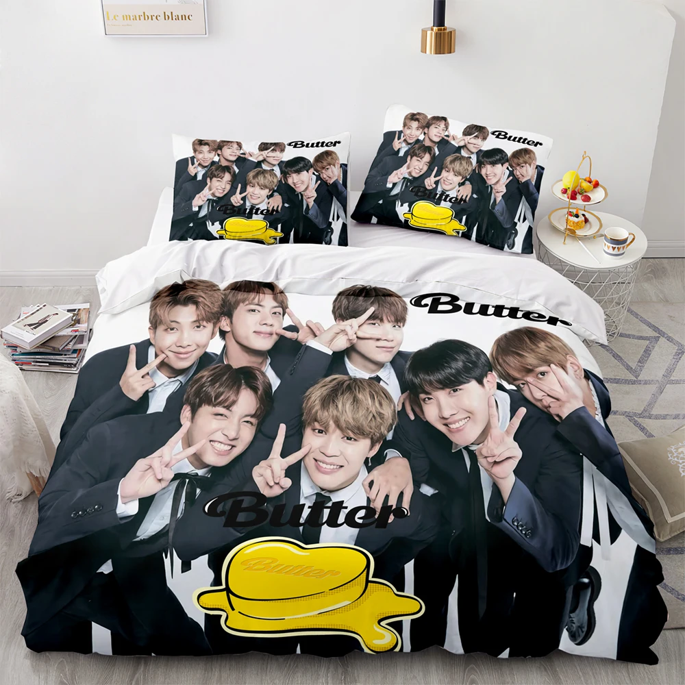 

Комплект постельного белья Bangtan Boys, комплект из 3 простыней с 3D-принтом, с рисунком корона, на молнии, Королевский размер, одеяло, домашние ком...