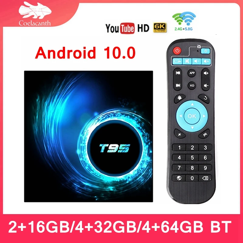 

2020 Новый ТВ-бокс T95 Smart TV Box Android 10,0 двухдиапазонный Wifi и BT Allwinner H616 Netflix Youtube HD 6K Google голосовой помощник