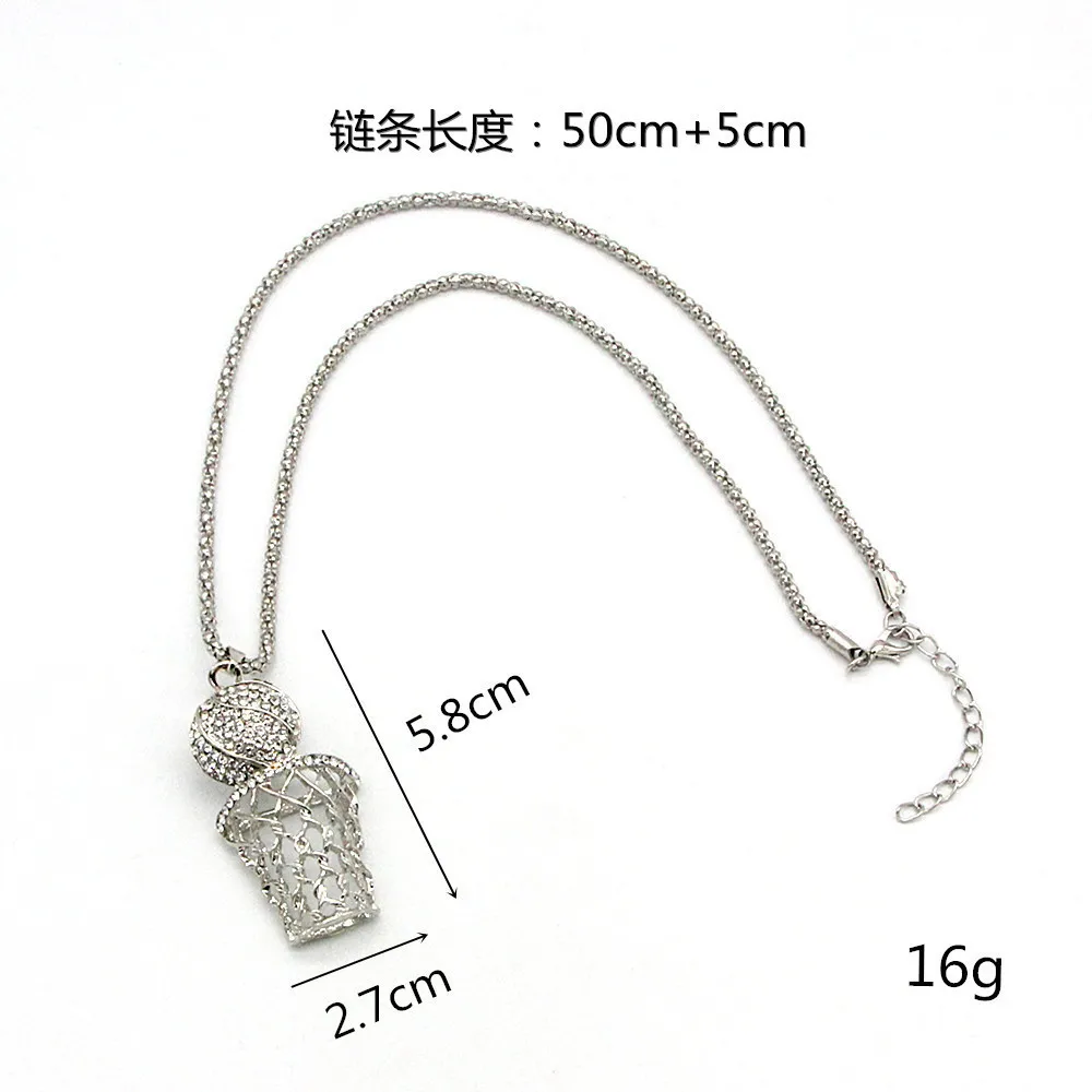 

European and American new men and women couples fashion alloy diamond basketball box trend jewelry pendant necklace