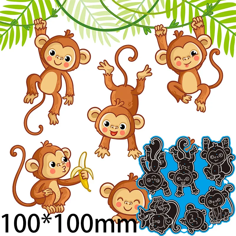 

Banana Monkey Metal Cut Dies Stencils for Scrapbooking Stamp/Photo Album Decorative Embossing DIY Paper Cards