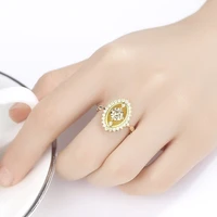 hot sale fashion gold color inlaid white zircon crystal ring for womentemperament banquet hollow party ring jewelry size 6 10