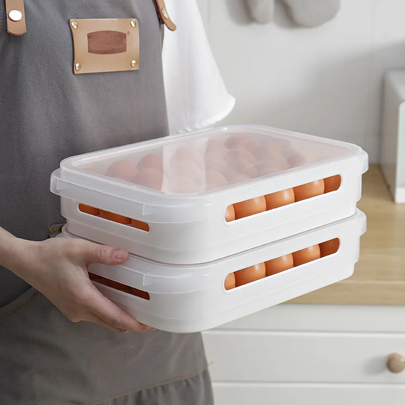 

Household 24 Grid Egg Carton Refrigerator Storage Box Rectangular Food Freezer Box Kitchen Fresh-keeping Plastic Storage Box