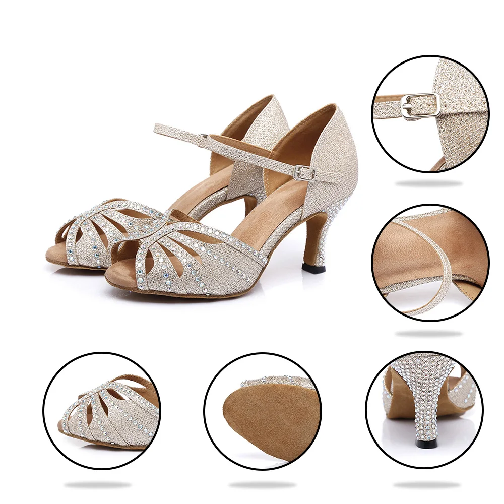Профессиональная танцевальная обувь для женщин блестящие стразы латинских