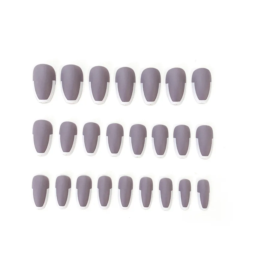 High Quality Fashion Charm Pure Color White Edge Fake Nail Clips DIY Art Jewelry Decoration Accessories Tools 24pcs/box | Красота и