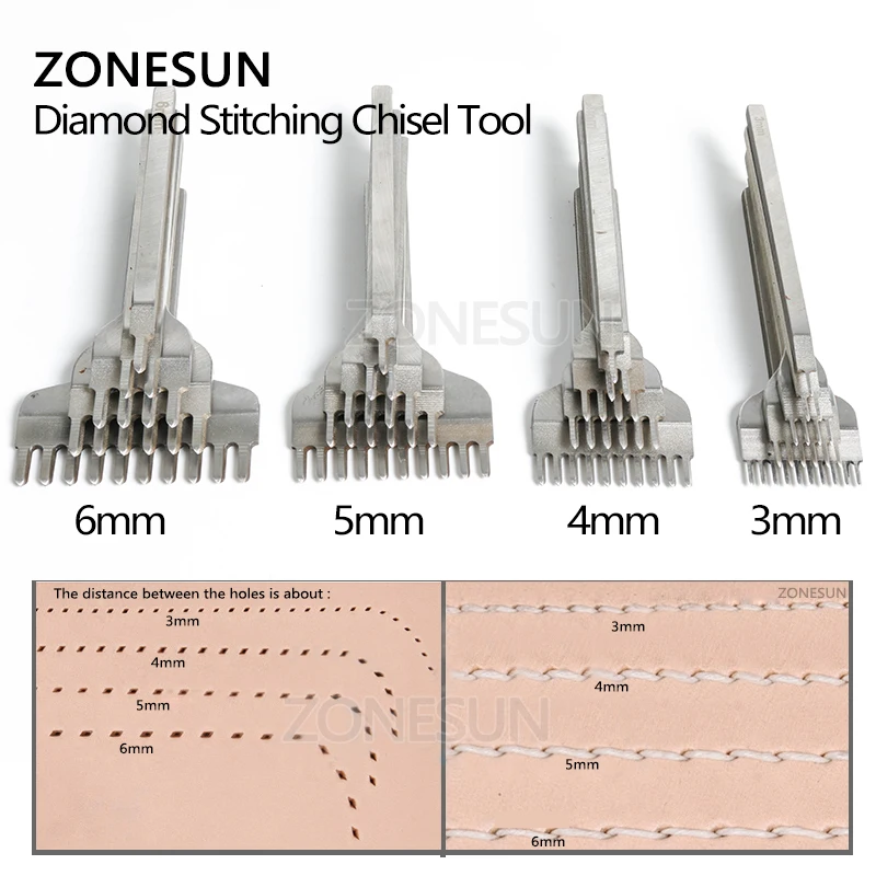 ZONESUN 4 мм отверстие для кожи инструмент шитья размер отверстия 2 кожевенного