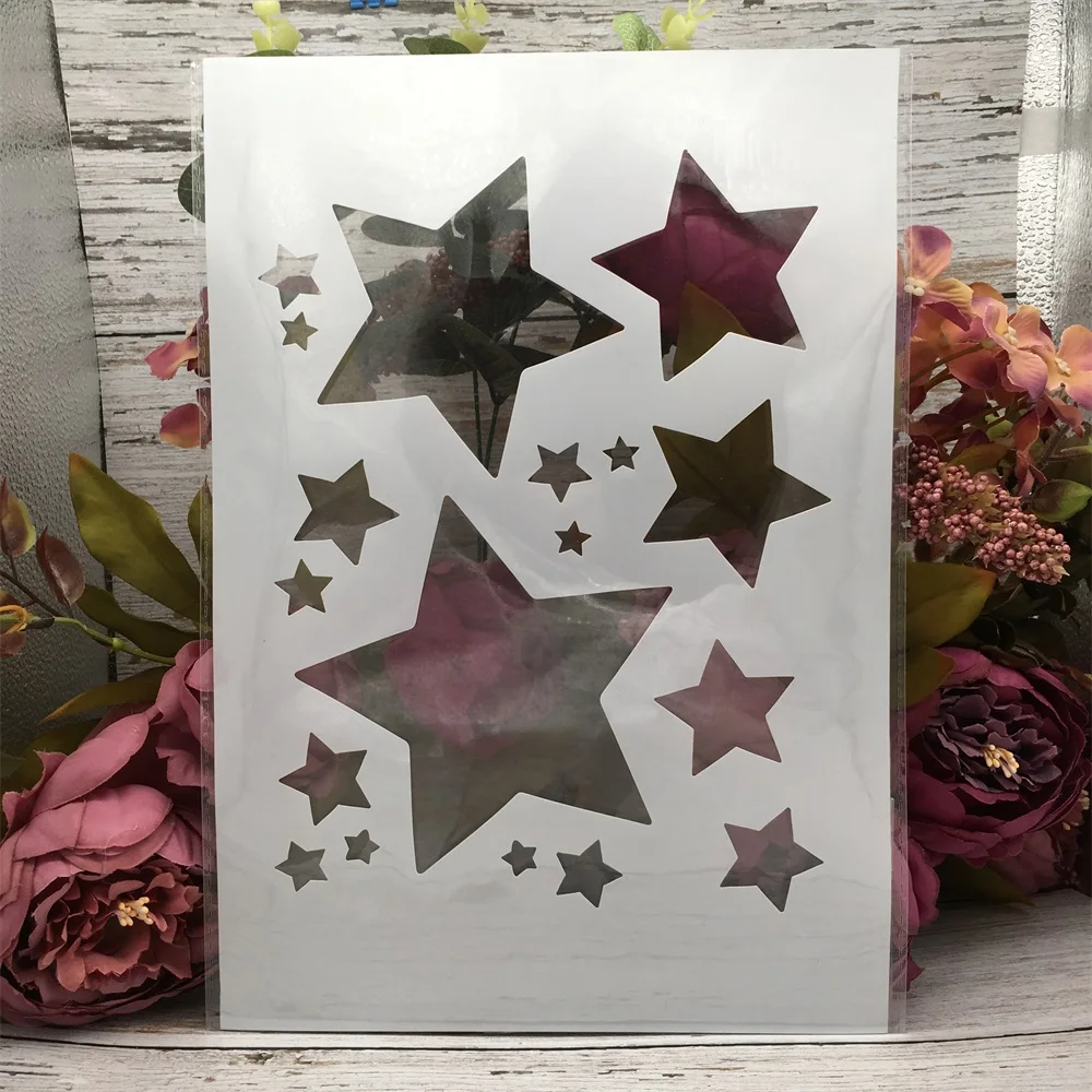 

29*21cm A4 Shine Stars DIY Layering Stencils Wall Painting Scrapbook Coloring Embossing Album Decorative Template