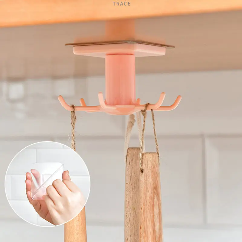 

Кухонный крючок-органайзер, стойка, вращающаяся на 360 градусов полка, аксессуары, органайзер, крючок для хранения, шкаф для хранения, крючки ...