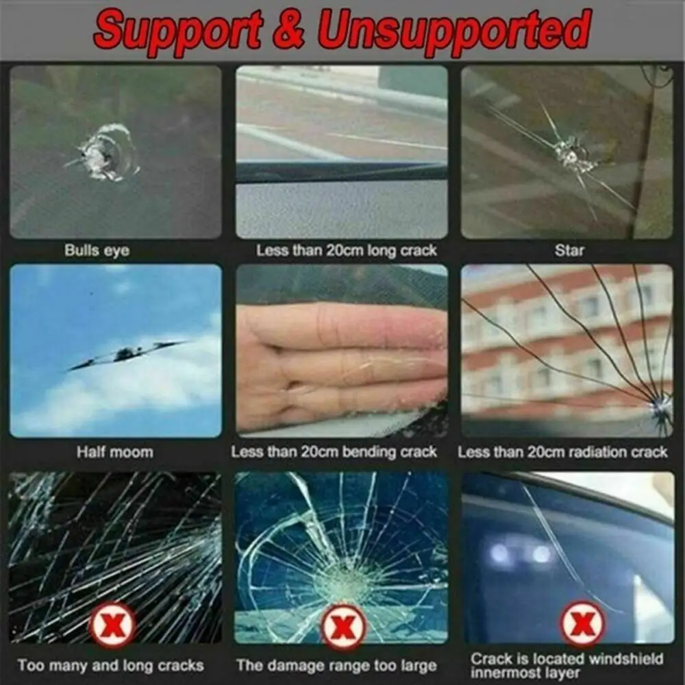 

Windshield Repair Kit Car Window Repair Polishing Windscreen Glass Renwal Tools Auto Chips Crack Restore Fix Kit