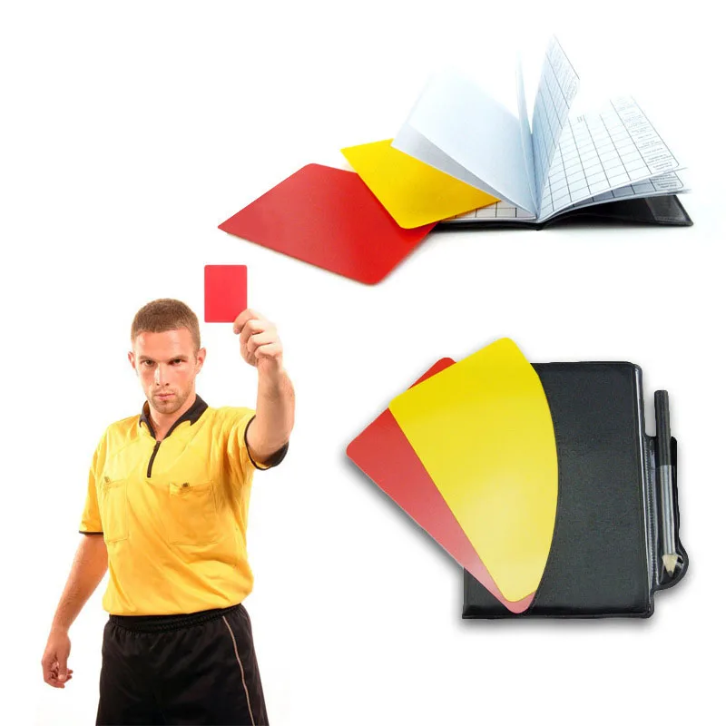 Soccer Referee Red and Yellow Card Red and Yellow Card Folding with Pen and Paper and Leather Case Game Referee 20pcs soccer champion yellow and red cards referee special warning signs red
