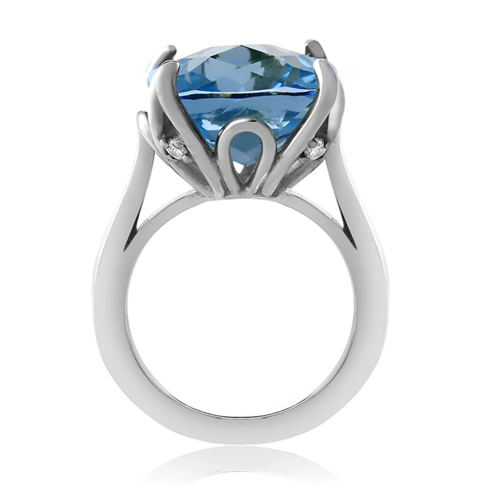 GemStoneKing 9 18 Ct подушка шахматная доска натуральный Небесно Голубой топаз 925 пробы