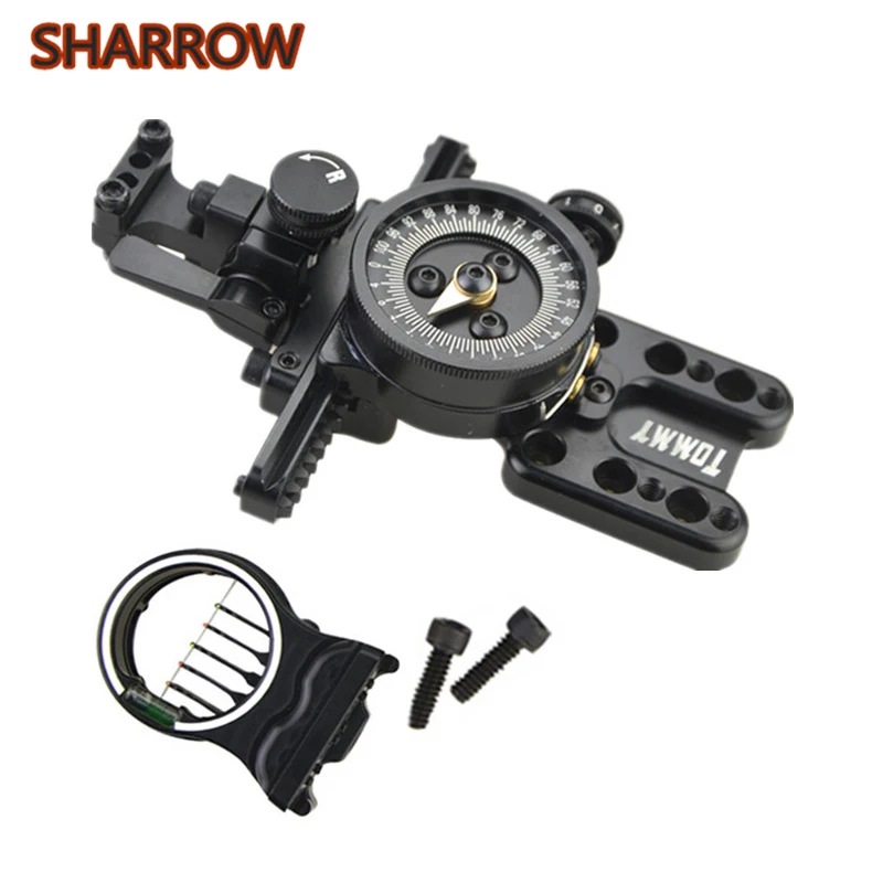 

Archery Compound Bow Sight 5 Pin Sight + Bow Sight Adapter Right Hand Micro Adjustable Pointer Lens Hunting Shooting Accessories