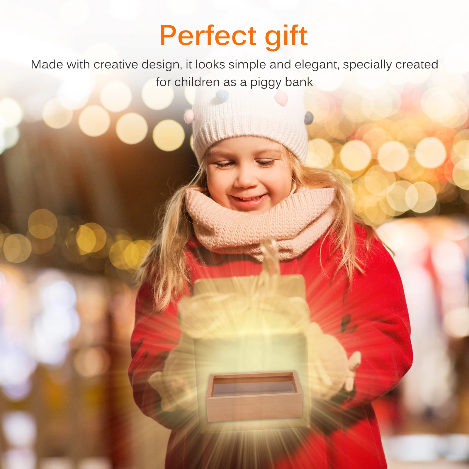 Фоторамка копилка для детей монет деревянная коробка денег подарок украшение