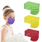 Одноразовая маска для рта, 3 слоя, зеленая, желтая, красная, фиолетовая маска для лица для детей, пылезащитные Детские маски для рта, маска-маска