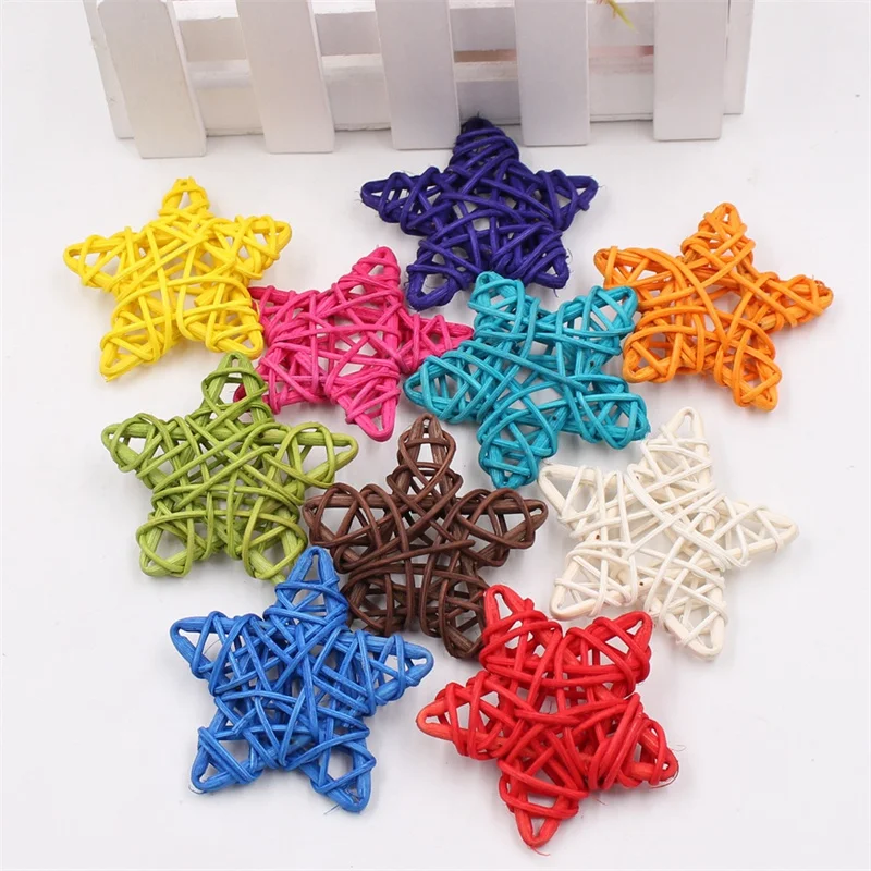 

6cm Rattan Star Wedding Decoration Birthday Party DIY Ornaments Lovely Rattan Star Sepak Takraw Kids Toys Supplies