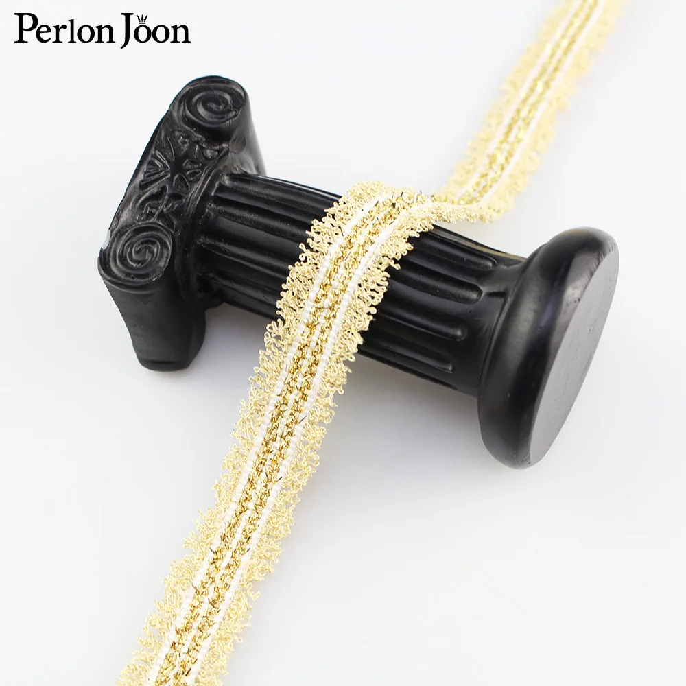 90 ярдов Золотая/серебряная нить смешанные ленты кружева ряд венчиков тканые