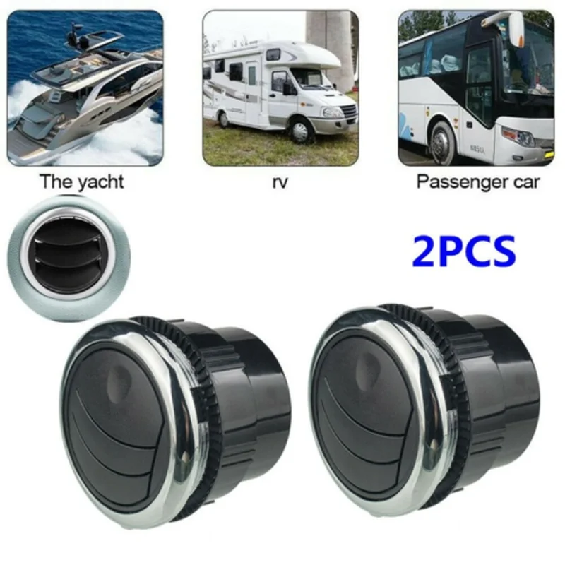 2PCS 70mm Round A/C Air Conditioning Outlet Vent for RV Bus Car Boat Yacht Black