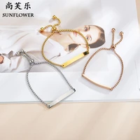 personalize name bracelet chain for women smooth bangle link gold color tone no fade fashion jewelry