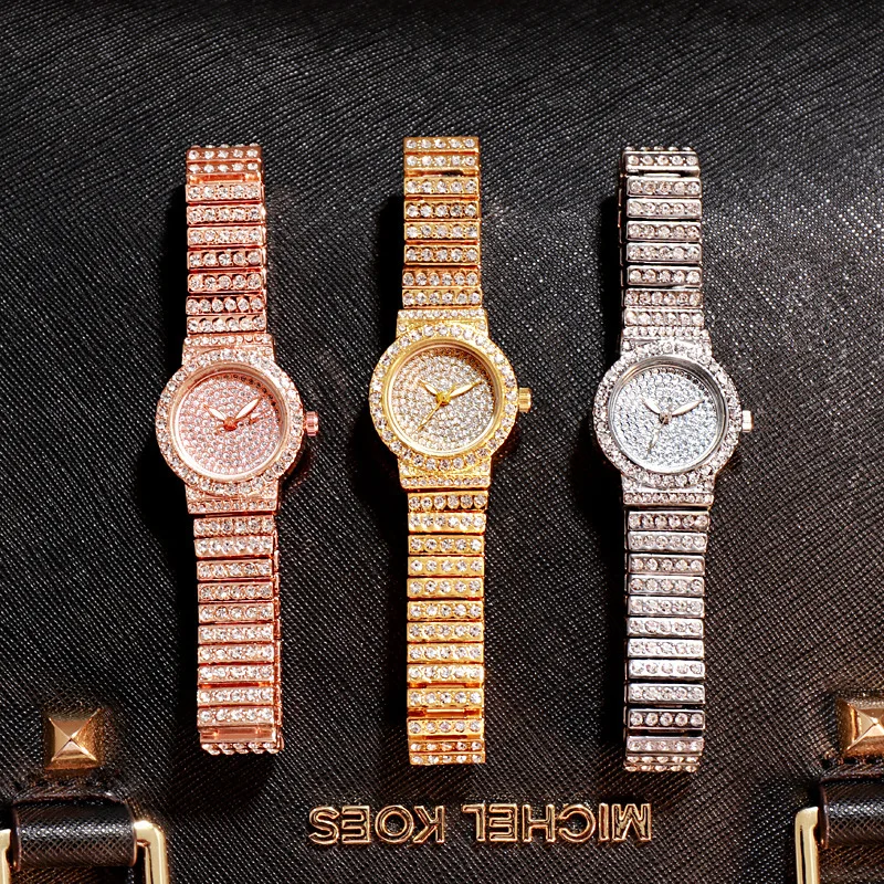 

100pcs / lot women's all sky star diamond watch fashion casual suit alloy steel belt lady quartz watch small dial watch