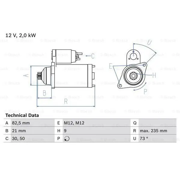 Starter 2.0kw 12v  VW Crafter 2.5TDi 06 BOSCH 0 986 021 630 | Автомобили и мотоциклы