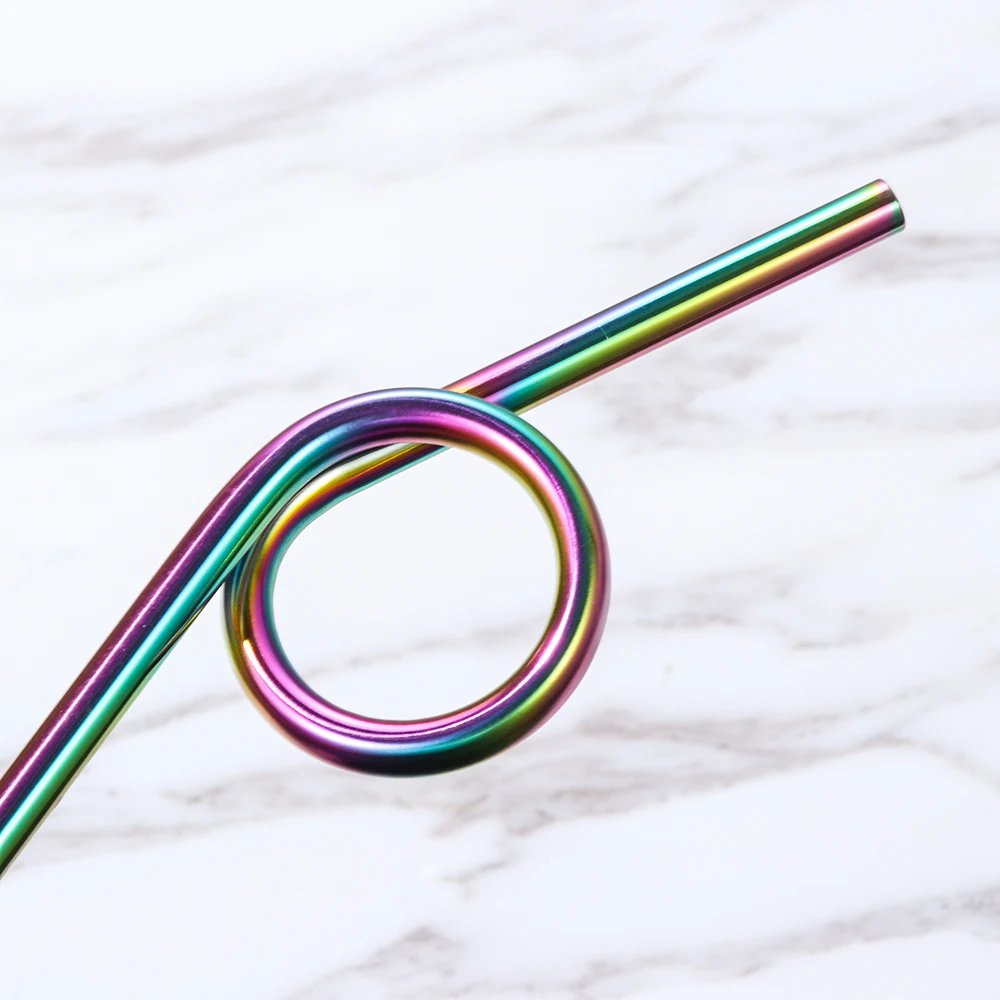 1 шт. разноцветные металлические соломинки Творческий многоразовая нержавеющая