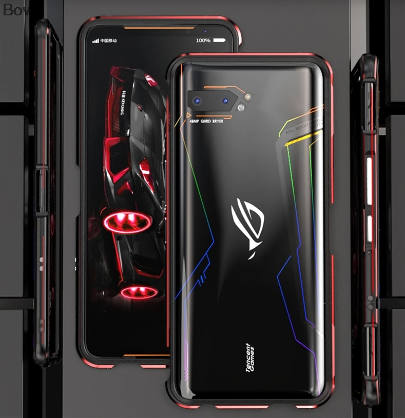 Чехол для ROG Phone2 роскошный Ультратонкий алюминиевый бампер Asus Phone 2 ZS660KL + пленки (1