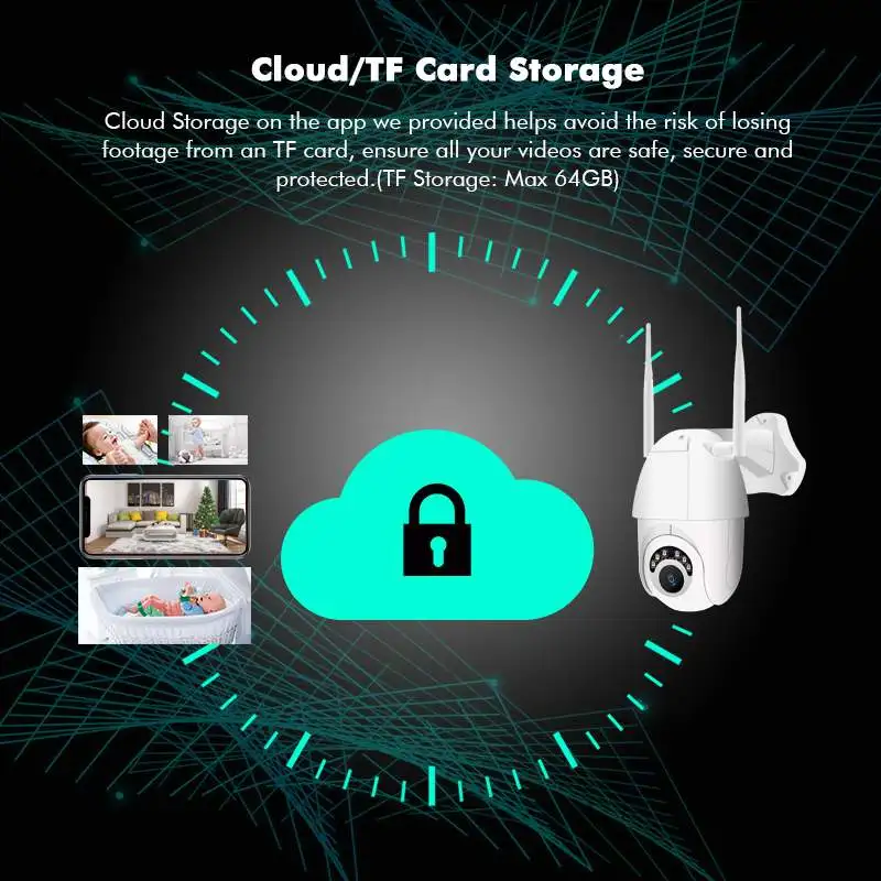 

AUGIENB 1080P Wifi IP Camera Wireless Outdoor Weatherproof Home Security Night Vision IR 60m Two Way Audio ONVIF PTZ ZOOM CCTV