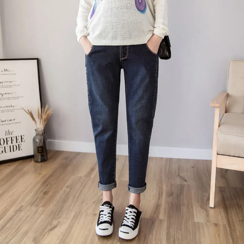 

Maternity Jeans Loose Straight Cropped Harem Pants Autumn Little Feet Winter Outer Supporting Long