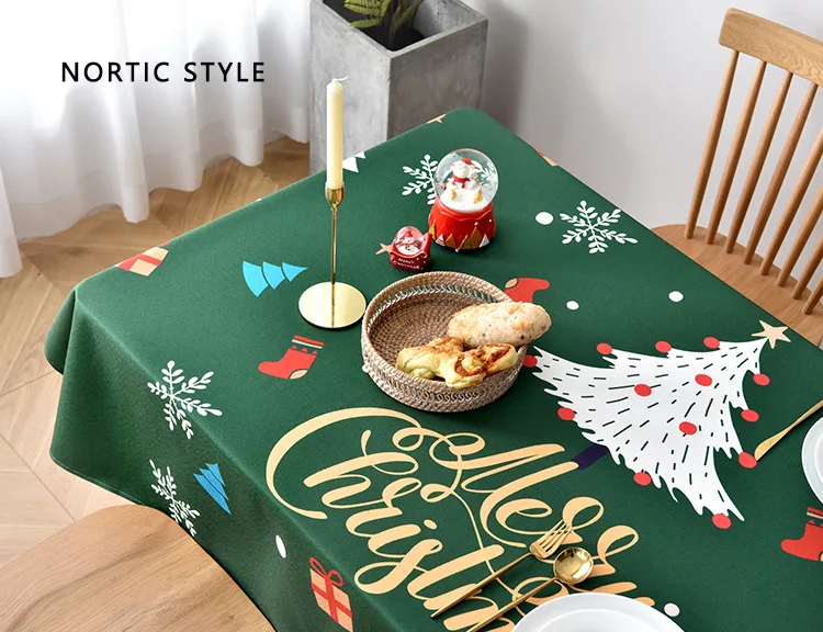 

Christmas Tablecloth Cloth Printed Christmas Table Cover Protector for Dinner Party New Year Decoration