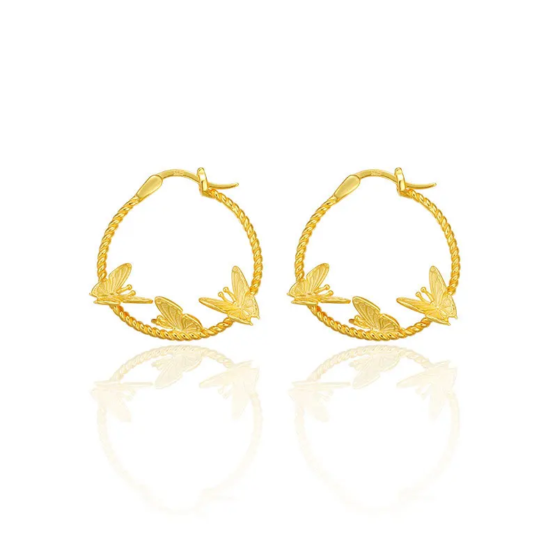 

925 Sterling Silver Stud Earrings Nordic Irregular Butterfly Flying Earrings Net Red Earrings Female Jewelry