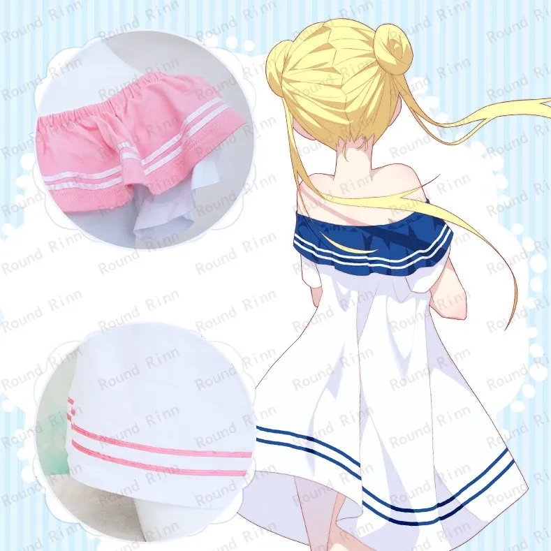 

Sailor Moon Tsukino Usagi Casual Nightgown Cute Summer Strapless Dress