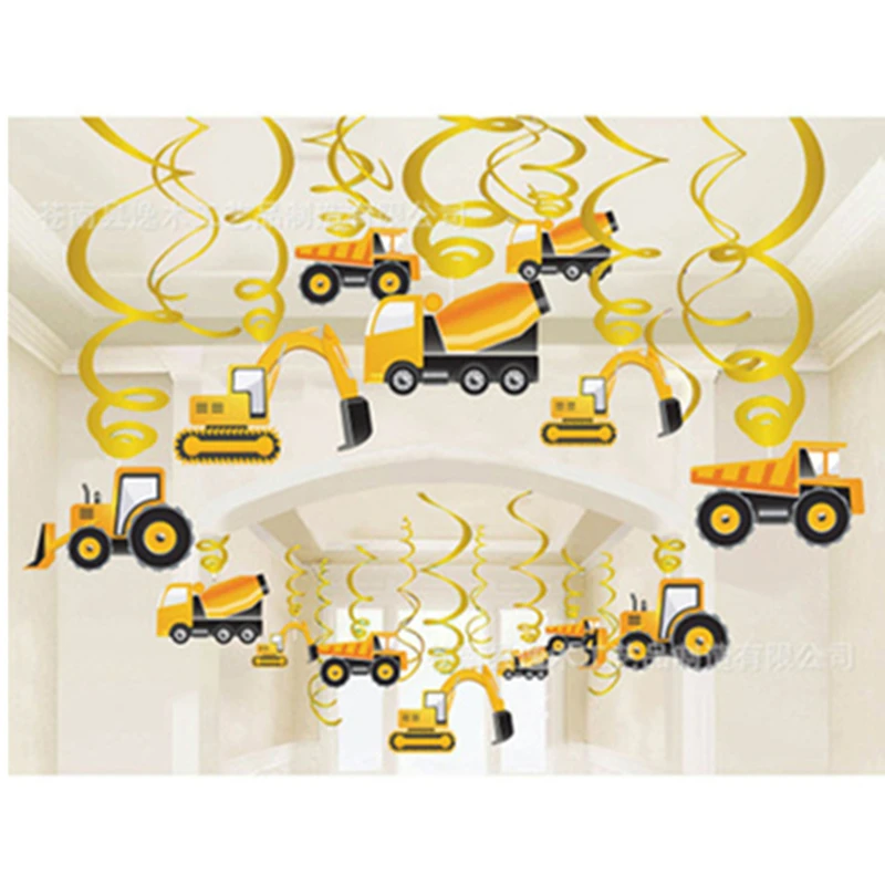 Строительные грузовики День рождения одноразовая посуда набор тарелок