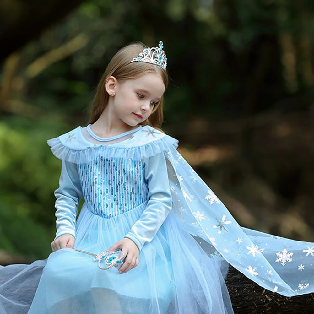Снежная королева комплект одежды для девочек на Рождество платье Эльзы